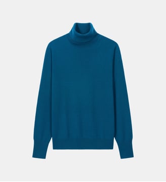 Pull col roulé classique - Bompard - Bleu pétrole
