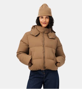 Doudoune à capuche déperlante duvet - Lacoste - Marron