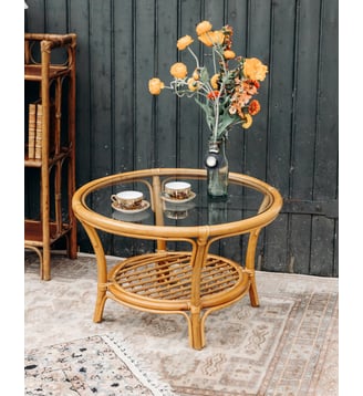 Table basse en rotin Léonie N°252- Produit chiné - Debongout - Bois