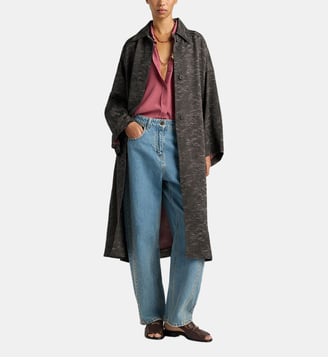 Manteau azul en jacquard de viscose - Momonì - Brun