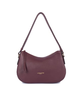 Sac besace Dune en cuir - Lancaster - Bordeaux foncé