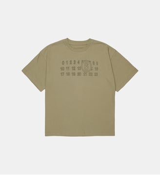 T-shirt avec logo sur la poitrine - MM6 Maison Margiela - Vert olive foncé