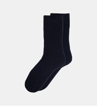 Chaussettes mi-hautes bleu marine en mohair - Le Slip Francais - Bleu