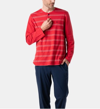Pyjama long col T NAUTIQUE - Eminence - Rouge et marine