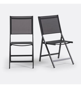 Lot de 2 chaises pliantes, alu - La Redoute Interieurs - Noir