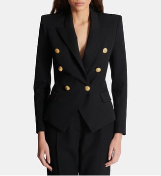 Veste 6 boutons ajustée en grain de poudre - Balmain - Black