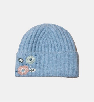 Bonnet brodé maille côtelée - Cyrillus - Bleu orion