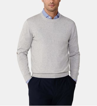 Pull À Col Rond En Coton-Cachemire - Hackett London - Tin grey