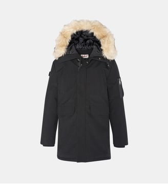 Parka droite rembourrée capuche effet fourrure amovible - Schott - Noir