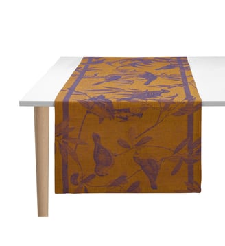 Chemin de table Volière - Le Jacquard Francais - Bleu marine