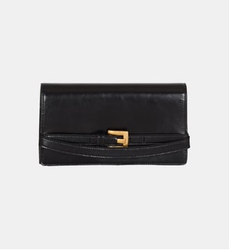 Portefeuille Shuffle à chaîne en cuir de veau - Balmain - Black