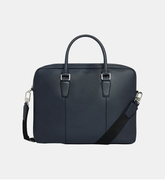 Porte documents 14" Marceau en cuir grainé petit modèle - Le Tanneur - Bleu crépuscule