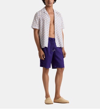 Bermuda cargo en lin uni - Vilebrequin - Violette