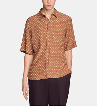 Chemise fluide à imprimé maillons - Sandro - Camel