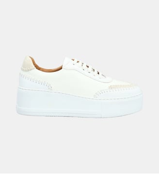 Basket lacets nova - cuir grainé - Charles Kammer - Blanc