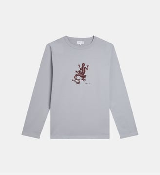 t-shirt en coton lézard - Agnès b. - Gris engrenage