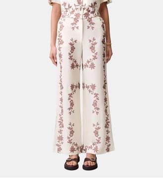 Pantalon large fleurs - Claudie Pierlot - Print clair