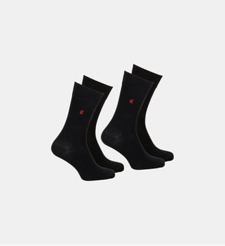 Chaussettes mi-hautes, lot de 2 paires, coton peigné ESSENTIELS - Eminence - Noir uni