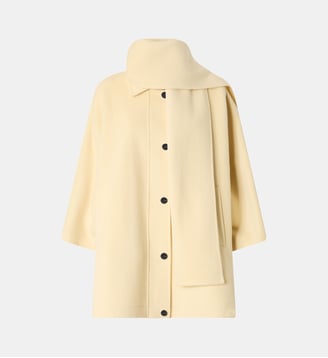 Cape en drap double de laine mélangée avec écharpe - Pinko - Jaune transparent