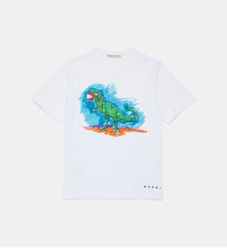 T-shirt avec imprimé dinosaure et logo - Marni - Blanc