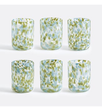 Lot de 6 verres à eau en verre moucheté - La Redoute Interieurs - Bleu turquoise