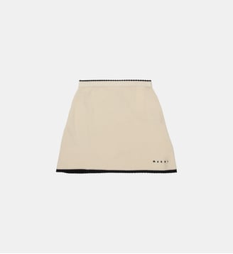 Jupe en résille avec logo - Marni - Blanc cassé