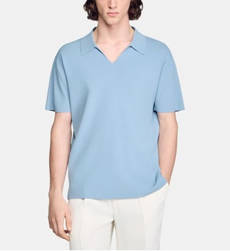 Polo en maille stretch - Sandro - Bleu ciel