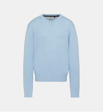 Pull léger col V - Schott - Bleu clair