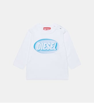 T-shirt à manches longues avec logo - Diesel Kids - Blanc