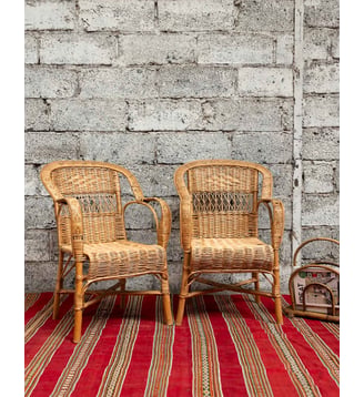 Fauteuil en rotin Ernest N°1502- Produit chiné - Debongout - Beige