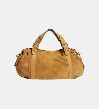 Sac à main en cuir velours - 24H - Gerard Darel - Jaune clair