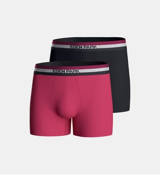Lot de 2 boxers unis en coton - Eden Park - Rose fuchsia