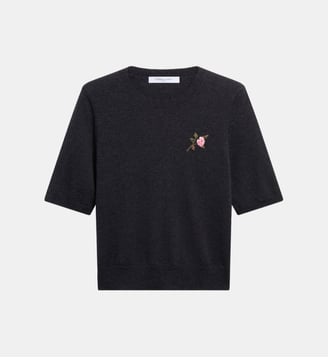 Pull manches courtes à fleur - ROLANE - Gerard Darel - Anthracite
