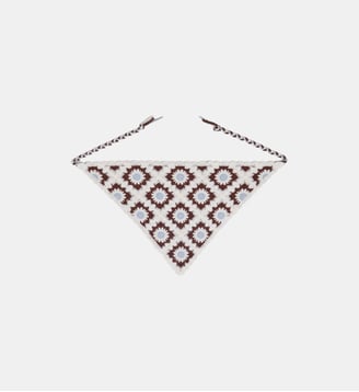 Foulard triangle en maille - Maje - Marron et bleu