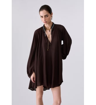 Robe courte en georgette - Liu Jo - Marron