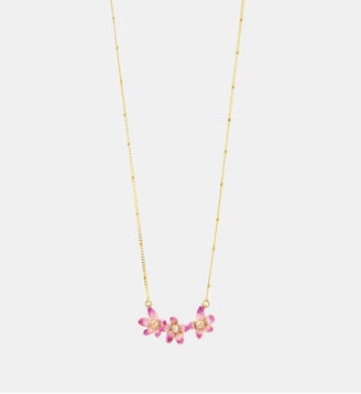 Collier plastron hellébores violettes et cristaux - Les Néréides - Violet