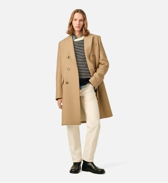 Manteau double boutonnage en laine - AMI Paris - Beige mastic
