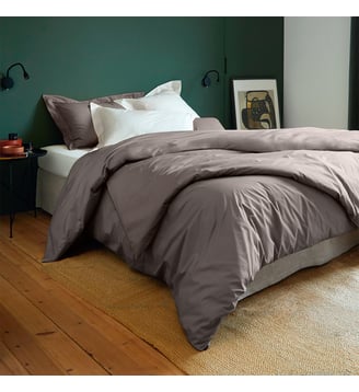 Housse de couette en percale de coton - Desforges - Gris moyen