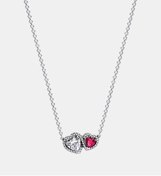 Collier à Pendentif Cœurs Halo - Pandora - Argenté
