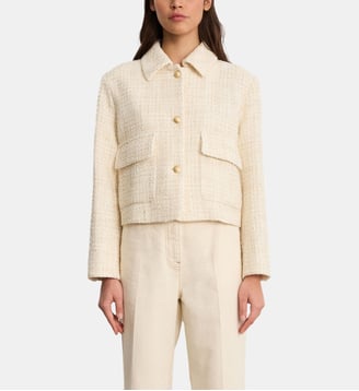 Veste à col en tweed et lurex - MALOE - Pablo - Naturel