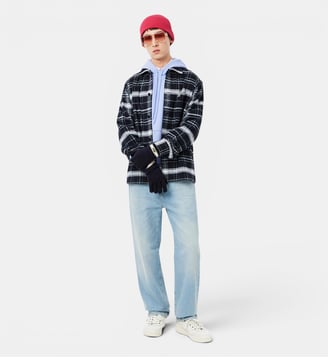 Gants jersey de laine - Lacoste - Bleu marine