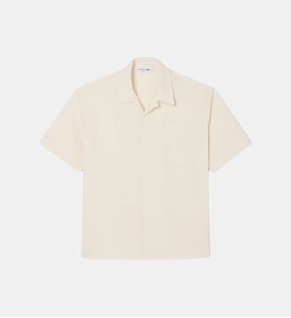 Chemise relaxed fit seersucker - Lacoste - Blanc et beige