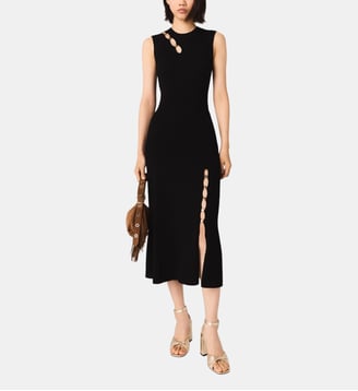Robe longue cotelé avec ouvertures - Maje - Noir