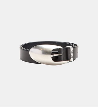 Ceinture en cuir de 3 cm avec boucle sculpturale - Diesel - Noir