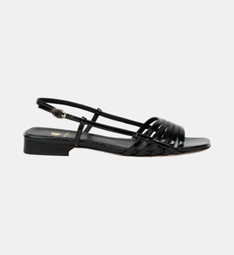 Sandales Plates Diana Cuir Verni Froissé - Bobbies - Noir