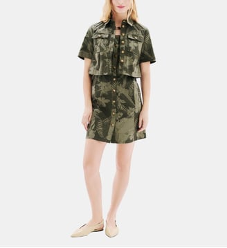 Robe ravy - Motif imprimé - Coupe droite - Caroll - Vert kaki