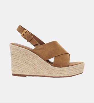 Sandales compensées en cuir velours - SOFI - Gerard Darel - Camel