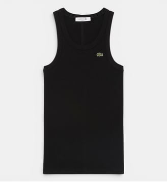 Débardeur slim fit coton côtelé - Lacoste - Noir