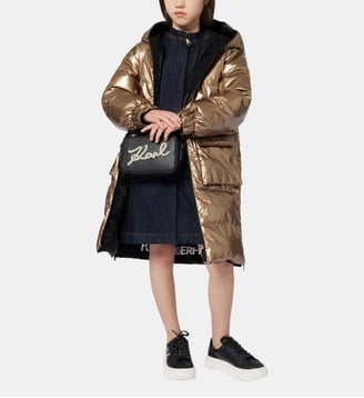 Longue chemise en duvet réversible - Karl Lagerfeld Kids - Doré et noir
