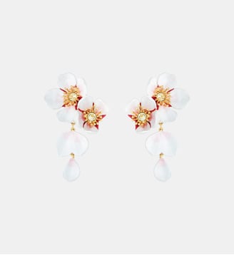 Boucles d'oreilles pendantes fleurs blanches de cerisier - Les Néréides - Blanc
